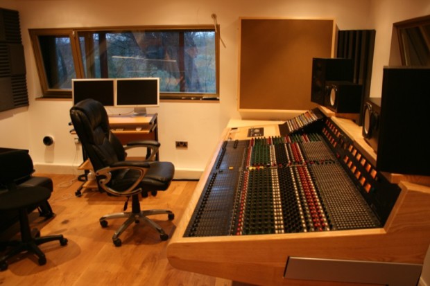 The control room of Evolution studios, with its Trident mixing desk